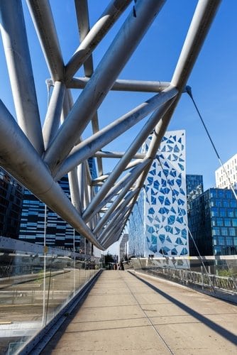 Oslo skyline gefotografeerd vanaf een brug